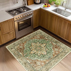 RELEANY Washable Area Rug, Square 4'x4', Brick/Brown/Green by RELEANY