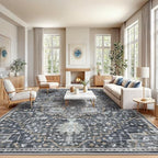 Amada Large 10x14 Washable Area Rug for Living Room, Gray/Gold, Vintage by AMADAHOMEFURNISHING