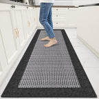 StepRite Kitchen Rugs, Kitchen Mats for Floor, 70"x24" Non-Slip Machine-Washable Kitchen Throw Rug, Absorbent Runner Rugs Office, Sink Standing Desk Mat, Decor Carpet, Black by Bringcushiontoyourlife