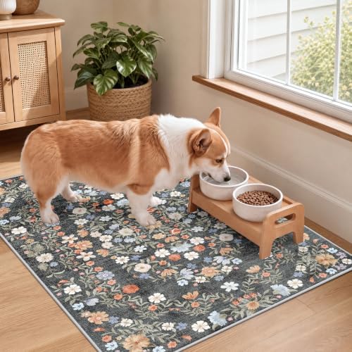 SameBed Washable 2x3 Entryway Area Rug, Vintage Kitchen Rug Carbon Gray - Image 4