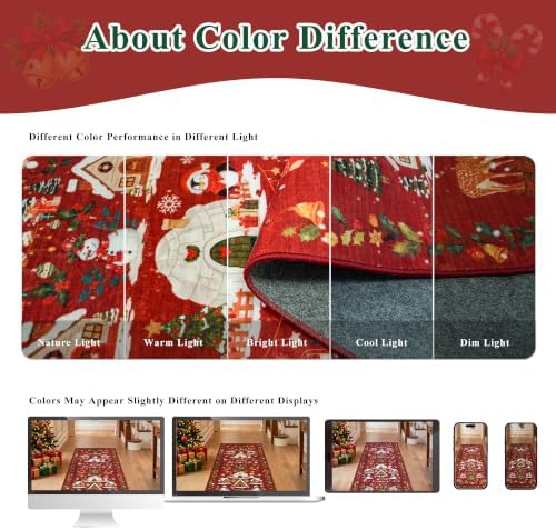 Washable Christmas Rug Runner 3x4: Non Slip Small Area Rug for Entryway Nursery Soft Low Pile Office Carpet Santa Claus Holiday Decor Throw Rug for Living Dining Room Bedroom Cute Home Decor（3x4，Red） - Image 5