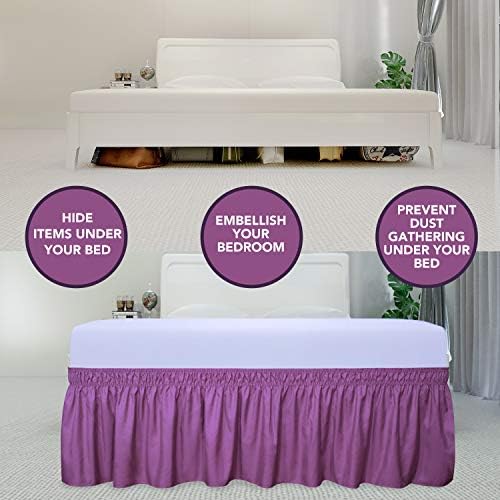 PureFit Wrap Around Ruffled Bed Skirt, Purple, Twin/Full - 18" Drop - Image 3