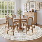 Amada Round 6x6 Washable Area Rug for Living Room, Beige, Vintage Style - Image 3