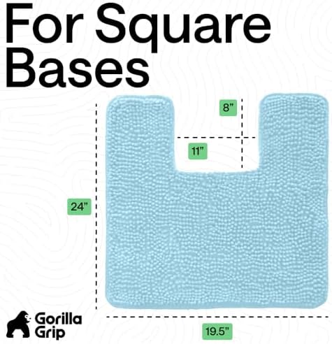 GORILLA GRIP Chenille Bath Rug Mat for Square Toilet Base, 24x19 Sky Blue - Image 2