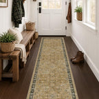 Hazo Haus Boho 2x7 Runner Rug for Hallway, Washable Runner Rug for Kitchen, Non-Slip Low-Pile Washable Stain Resistant, Vintage Rustic Brown and Charcoal Olive Décor by HazoHaus