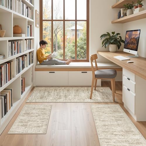 Kitchen Rugs Sets of 3, 2x3 2x4 2x5 Rug Runner,Brown - Image 3
