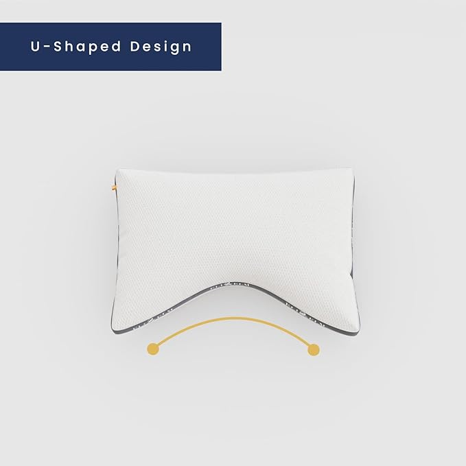 Eli & Elm | Best Ergonomic Side Sleeper Pillow for Neck Pain. Supportive Cooling Latex Fill with Luxury Breathable Cover. U-Shape Contoured Design. Queen Size Bed Pillow - 17" X 29"