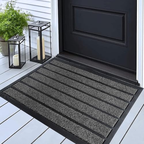 Ubdyo Extra Durable Door Mat Outside Entrance (30" x 17", Bright Grey) by UBDYO