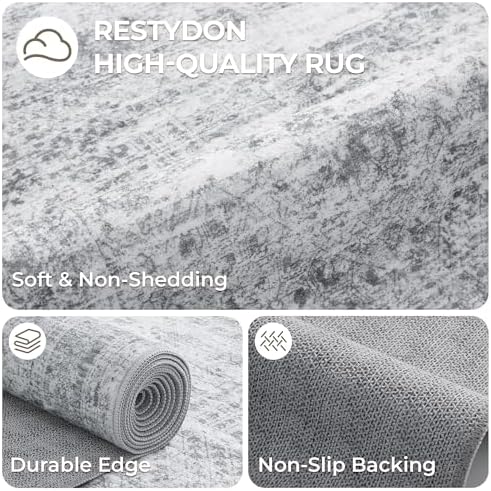3x10 Runner Rug Non Slip,Washable Hallway Runner Rug,Grey - Image 7