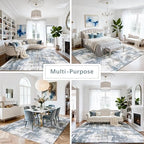 8x10 Washable Area Rugs for Living Room,Bedroom,Dining Room,Playroom - Blue - Image 5