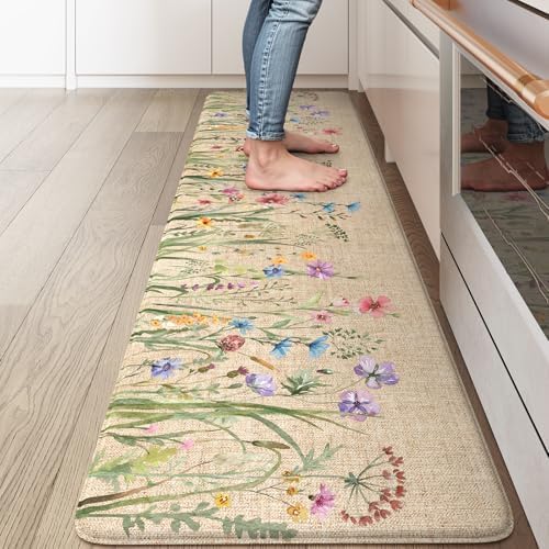 KIMODE Anti Fatigue Kitchen Mat, Cushioned Farmhouse Kitchen Runner Rug by StayinComfortCookwithJoy