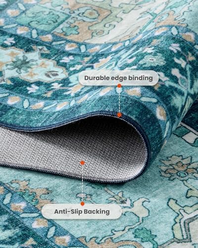 Amada Vintage Washable Area Rug,2'x3',Teal Blue - Image 4