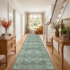 RELEANY Washable Area Rug, Runner 3'x20', Green/Dark Green/Gray - Image 2