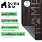 GORILLA GRIP WeatherMAX Door Mat, Indoor Outdoor, 47x35 Dark Brown Home Paw - Image 2