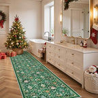 Madane Christmas Runner Rugs for Hallway 2x10, Green Washable Kitchen Rug - Image 3
