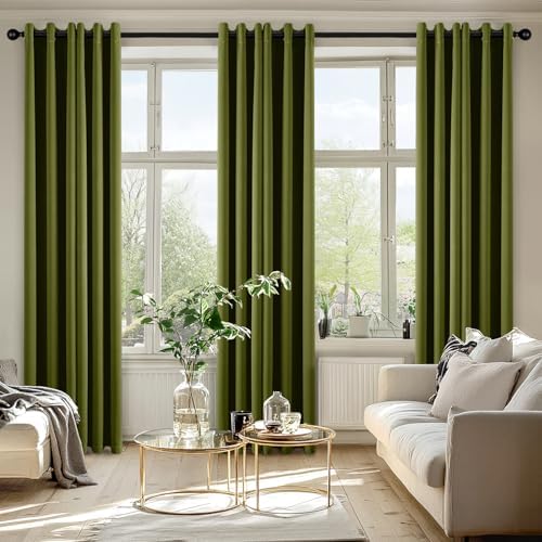 MIULEE Blackout Curtains for Bedroom 2 Panel 40"x84" Long Light Olive Green - Image 6