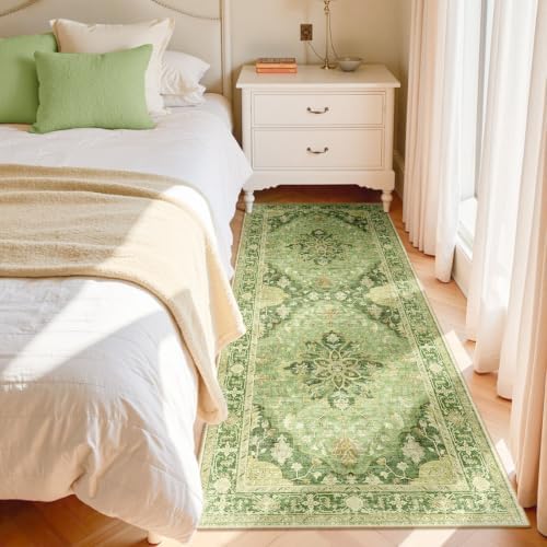 RELEANY Washable Area Rug, Runner 3'x6', Green/Yellow - Image 2