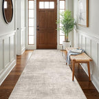 Hallway 4x10 Washable Runner Rug:Stain Resistant Abstract Rug for Kitchen Entryway Farmhouse Soft Carpet for Bathroom Bedroom Thin Laudry Living Room Floor Mat with Non Slip Backing(4x10,Beige/Cream) - Image 4