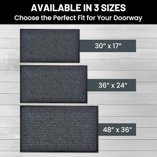 Front Door Mat, Indoor Outdoor Welcome Entryway Doormat, 30x17 Steel Gray - Image 5