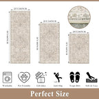 3-Piece Kitchen Rug Set of 3 with Runner – Non-Slip Washable Boho Kitchen Mats for Sink, Floor, Entryway & Hallway & Bathroom – Soft Small Throw Area Rugs, Home Decor (Beige,2x3+2x4+2x5) - Image 2