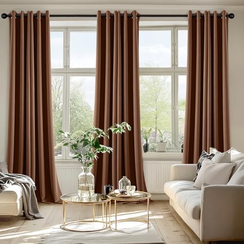 MIULEE Blackout Curtains for Bedroom 2 Panels 40 x 90 Inch Cappuccino Brown - Image 6