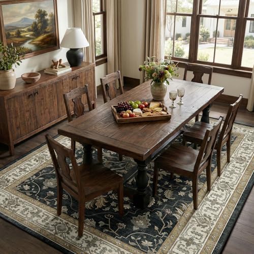 RELEANY Washable Area Rug, 7'x10', Black/Vintage/Beige - Image 2