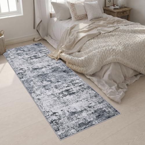 3x10 Washable Runner Rug：Modern Abstract Kitchen Soft Carpet Grey - Image 4