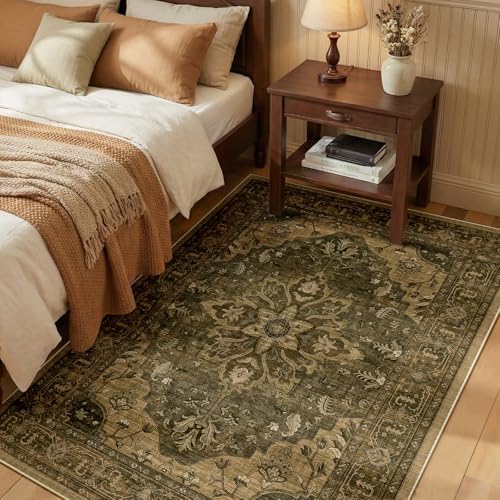 RELEANY Washable Area Rug, 3'x4', Brown/Dark Brown by RELEANY