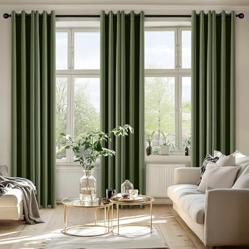 MIULEE Blackout Curtains for Bedroom 2 Panels 40 x 80 Inch Long Olive Green - Image 6