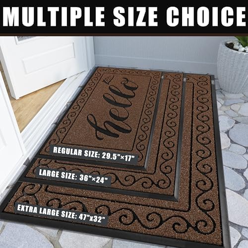 Yimobra Welcome Mats for Front Door 36x24, Heavy Duty Waterproof Outdoor Door Mat Outside Entrance, Non-Slip Low Profile Indoor Entryway Mat for Garage Patio, Coffee - Image 5