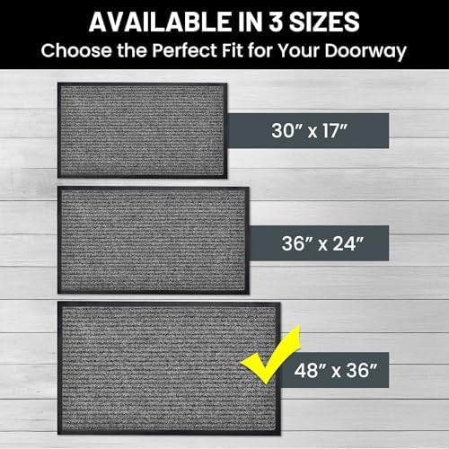Front Door Mat, Indoor Outdoor Welcome Muddy Doormat, 48x36 Battleship Gray - Image 5