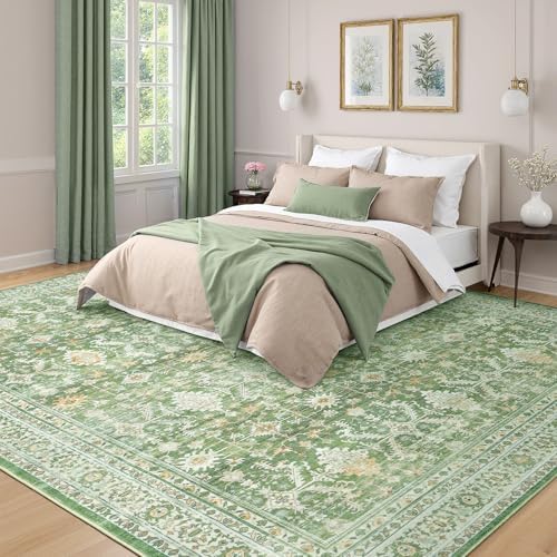 9x12 Area Rugs for Living Room, Washable Large Carpet, Light Green - Image 2