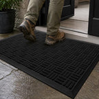 Mibao Front Door Mat Outdoor Entrance, 36" x 17" Heavy Duty Welcome Mat for Outdoor and Indoor, Waterproof Dirt Trapper Doormat, Super Absorbent Indoor Entryway Mat for Patio & Porch - Black by Mibao