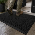 Mibao Front Door Mat Outdoor Entrance, 29.5" x 17" Heavy Duty Welcome Mat for Outdoor and Indoor, Waterproof Dirt Trapper Doormat, Super Absorbent Indoor Entryway Mat for Patio & Porch - Black by Mibao