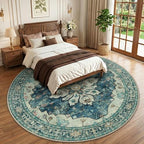 RELEANY Washable Area Rug, Round 10ft, Blue/Vintage Dark Blue - Image 2