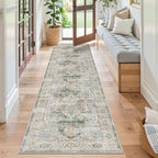 Madane Hallway Runner Rug 2x8 Washable Kitchen Rugs Non-Slip, Green by Madane