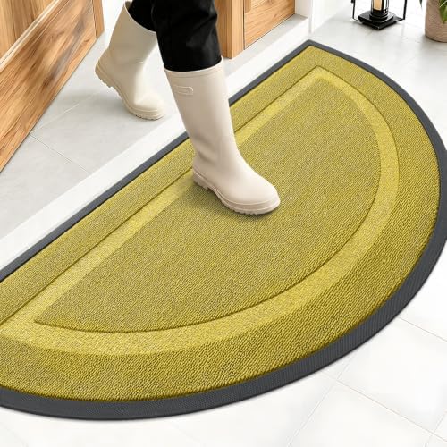 OLANLY Half Circle Front Door Mat Outside 47x23 All-Season Rubber Doormat by OLANLY