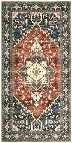 Yamaziot Washable Runner Rug, 3x6 Non-Slip Boho Vintage Hallway Kitchen Rug - Image 2