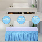 PureFit Wrap Around Ruffled Bed Skirt, Light Blue, Twin/Full - 18" Drop - Image 3