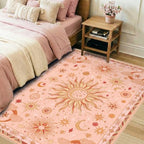 Vacuum-Friendly, 3x5 Washable Area Rug, Pink Gold Beige Red - Image 2