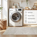 Washable 2x6 ft Textured Printing Runner Rug White Low‑Pile - Image 5