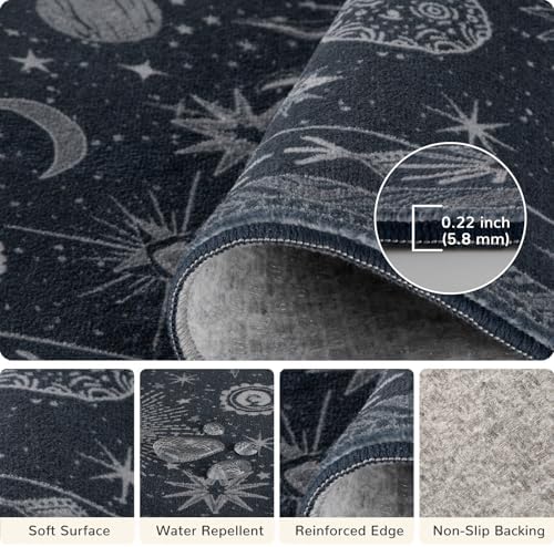 Vacuum-Friendly, 8x10 Washable Area Rug, Blue Gray White - Image 4