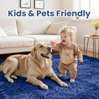 5x8 Fluffy Shag Area Rugs for Living Room Bedroom: Soft Plush Carpet Blue - Image 4