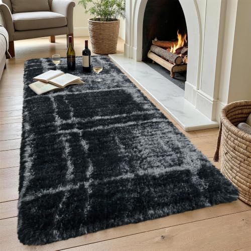 Noahas 2x10 Grey Fluffy Soft Runner Rug Non-Slip for Bedroom Dorm Hallway - Image 4