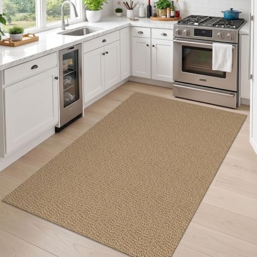 EARTHALL Washable Entryway Rug, Non Slip Area Rug, 3x5 Ft, Golden Tan - Image 2