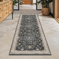 Black Boho Washable 2x6 Runner Rugs for Hallway Kitchen Bedroom Beside Laundry Room Bathroom Rug, Pet & Kids Friendly, Non Slip Low Pile Stain Resistant Soft Foldable Long 24 x 72 Floor Carpet by HazoHaus