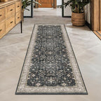 Black Boho Washable 2x6 Runner Rugs for Hallway Kitchen Bedroom Beside Laundry Room Bathroom Rug, Pet & Kids Friendly, Non Slip Low Pile Stain Resistant Soft Foldable Long 24 x 72 Floor Carpet by HazoHaus