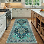 RELEANY Washable Area Rug, Runner 3'x8', Teal by RELEANY