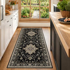 RELEANY Washable Area Rug, Runner 2'x6', Black/Neutral by RELEANY