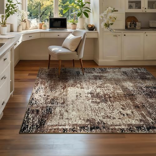 Entryway Rug 3x5 Brown Bedroom Area Rug Washable Non Slip Abstract Coffee Boho Rugs for Indoor Entry, Kitchen, Classroom, Bathroom, Kids Girls Room, Office, College Dorm Small Carpet - Image 4